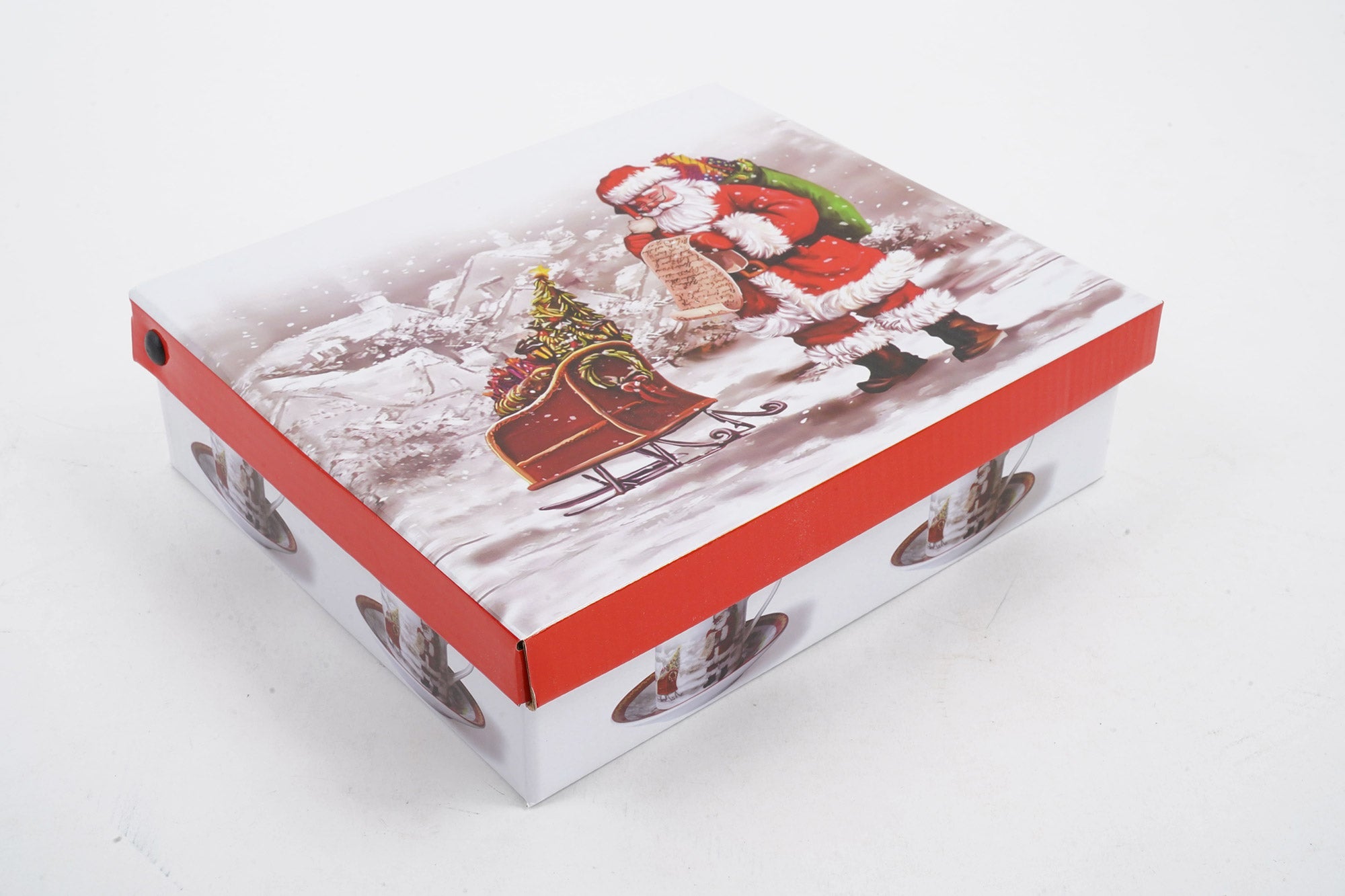 Set da Caffè 6 Tazzine e 6 Piattini di Natale in Ceramica