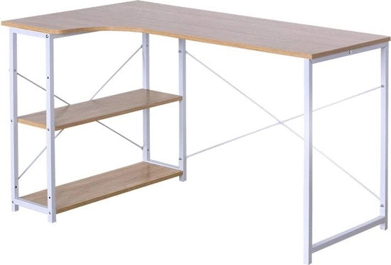 Bureau in legno - design L - superficie di lavoro ampia - robusto e funzionale - MDF moderno - 120x74x71.5 cm