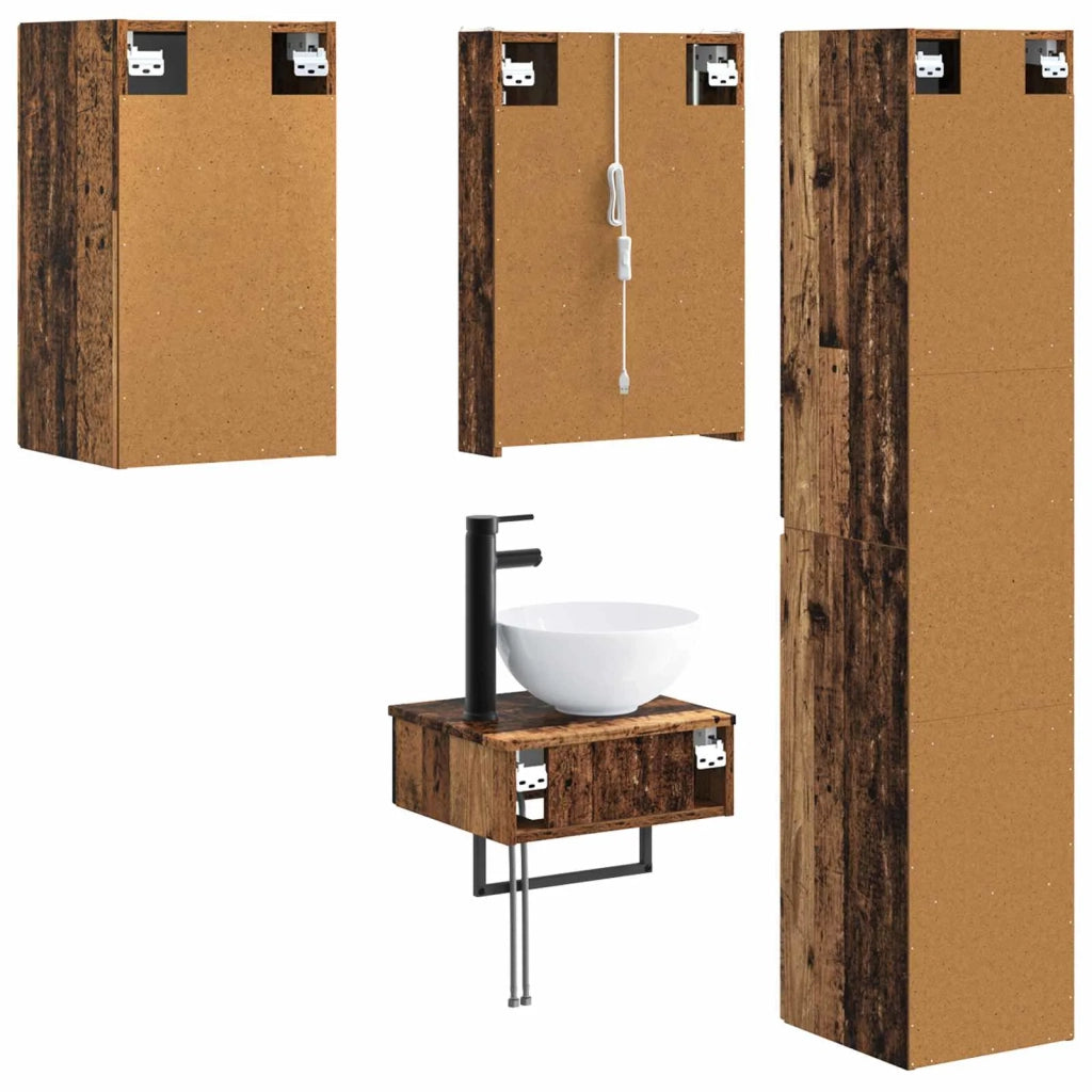 Set di mobili per il bagno 5 pcs Legno antico 3407261