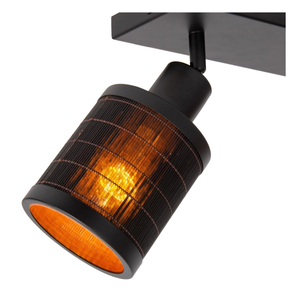 Plafoniera Lucide Tagalog con paralumi bambù nero 2xE27 40W