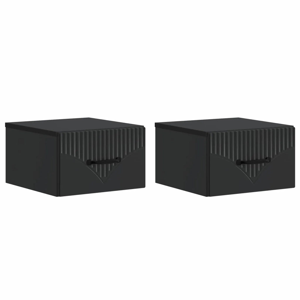 Mobiletto da notte a muro 2 pz Nero 34,5 x 33 x 20 cm 898938