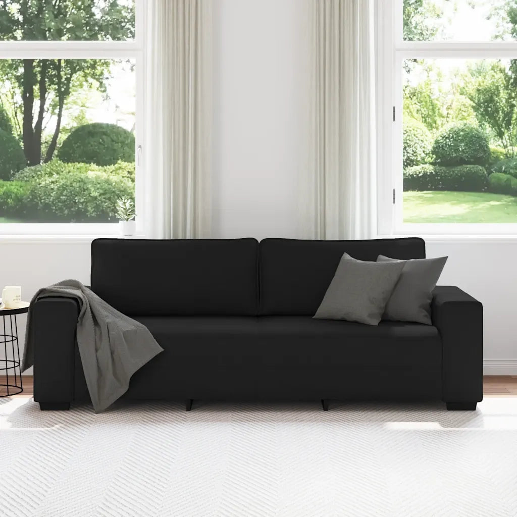 vidaXL Divano a 3 Posti Nero 180 cm in Tessuto