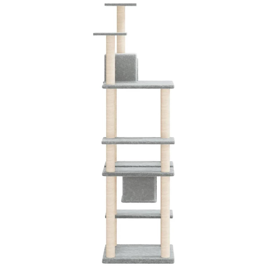 Tiragraffi per gatti torre per arrampicata giocattolo piattaforma per arrampicata con tiragraffi in sisal leggero 176 cm grigio 02_0022592