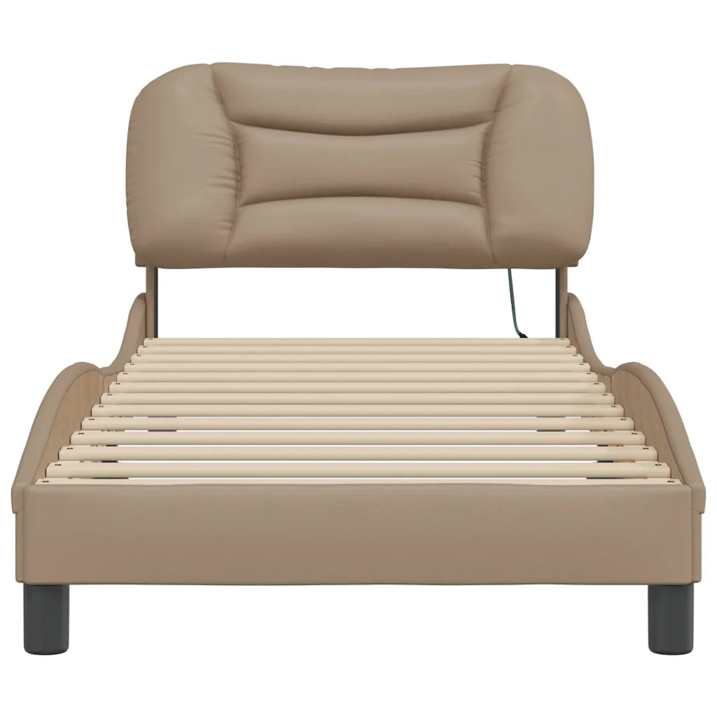 Giroletto con LED senza Materasso-Struttura Letto Hvar Cappuccino 80x200 cm