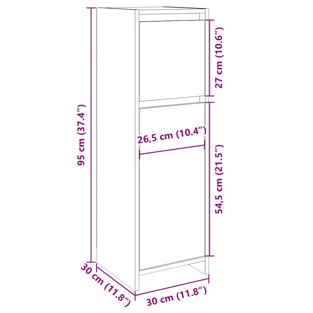 Mobile da Bagno Rovere Sonoma 30x30x95 cm in Legno Multistrato 849607