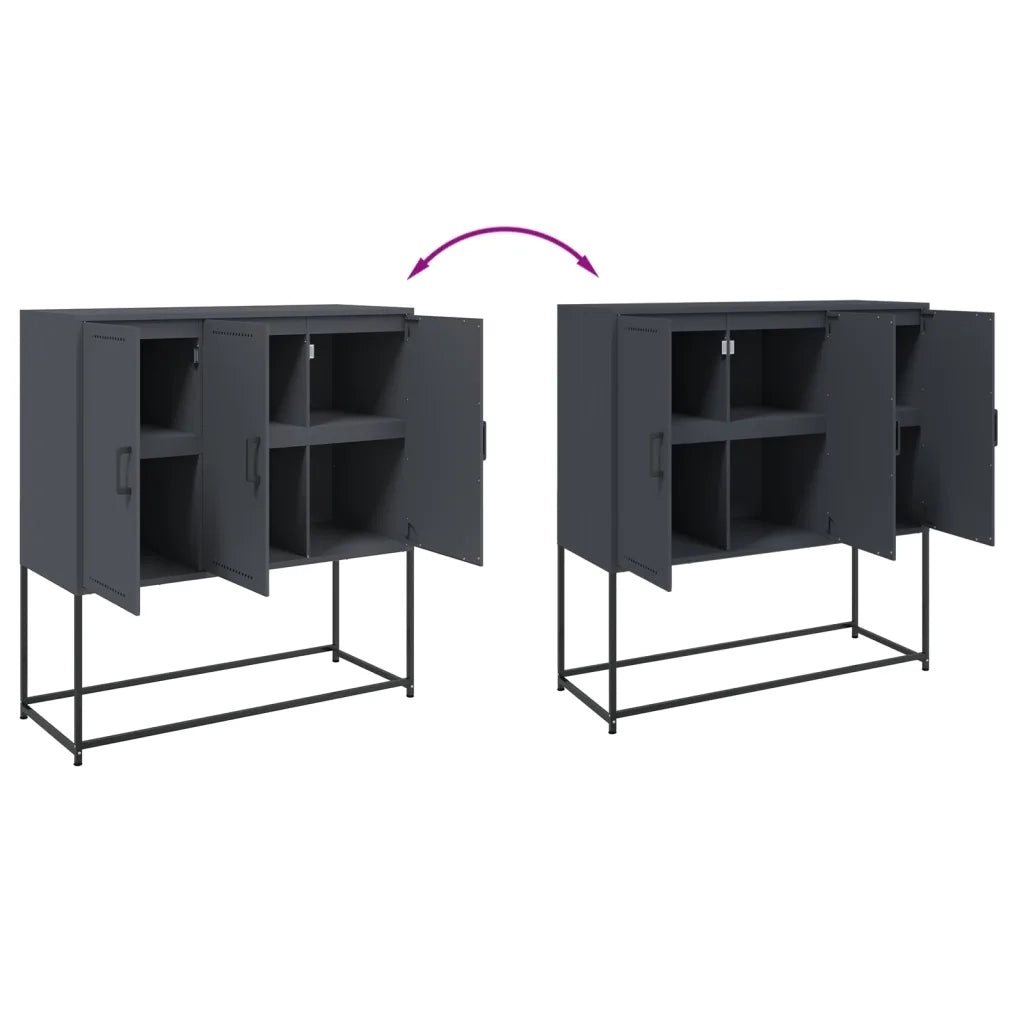 Credenza | Madia | Buffet da pranzo | Armadio da pranzo Antracite 100,5x39x107 cm in Acciaio