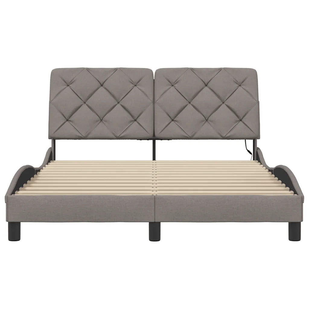 Giroletto con LED senza Materasso-Struttura Letto Tortora 120x200 cm Tessuto