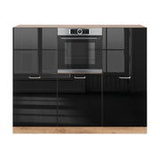 Cucine componibili piccole R-Line Nero lucido/Rovere dorato 180 cm senza piano di lavoro Vicco