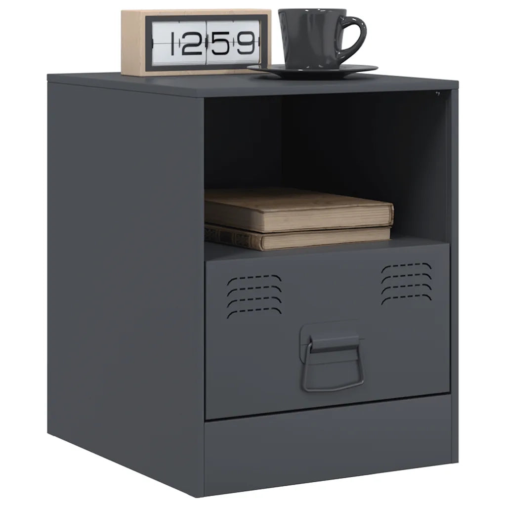 Comodino Antracite 34,5x39x44 cm in Acciaio 841755