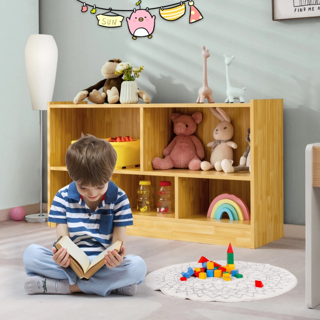 Libreria a 5 cubi per bambini e organizer giocattoli-Scaffale legno con 5 scompartimenti per stanza Noce