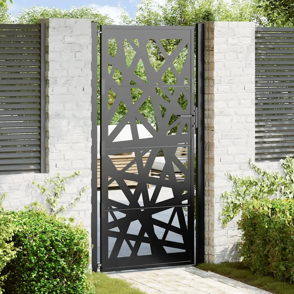 Cancello da giardino nero 100x200 cm in acciaio design leggero 4100953
