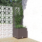 Fioriera da Giardino con Graticcio-Vaso da Esterno-Fioriera con Griglia Marrone 40x40x136 cm in PP