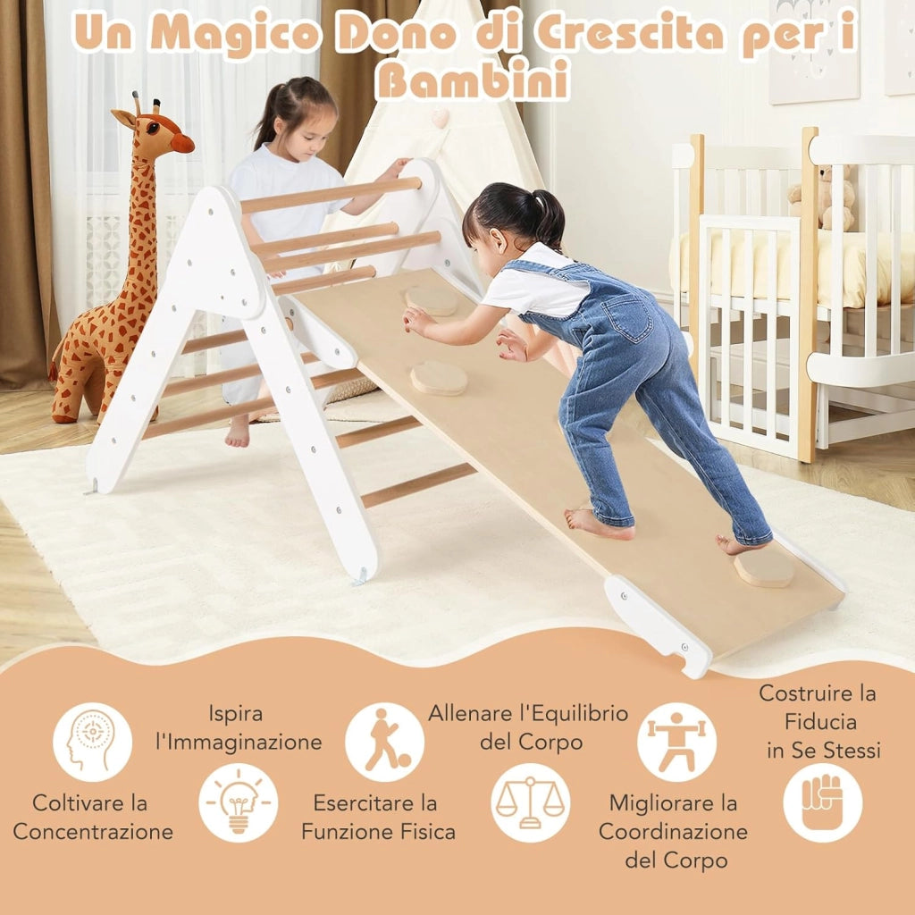 4 in 1 Set da Arrampicata per Bambini, Giocattoli da Arrampicata a Triangolo con Triangolo Arco e Salita, Ideale per Bambini 1 Anni + (Bianco)