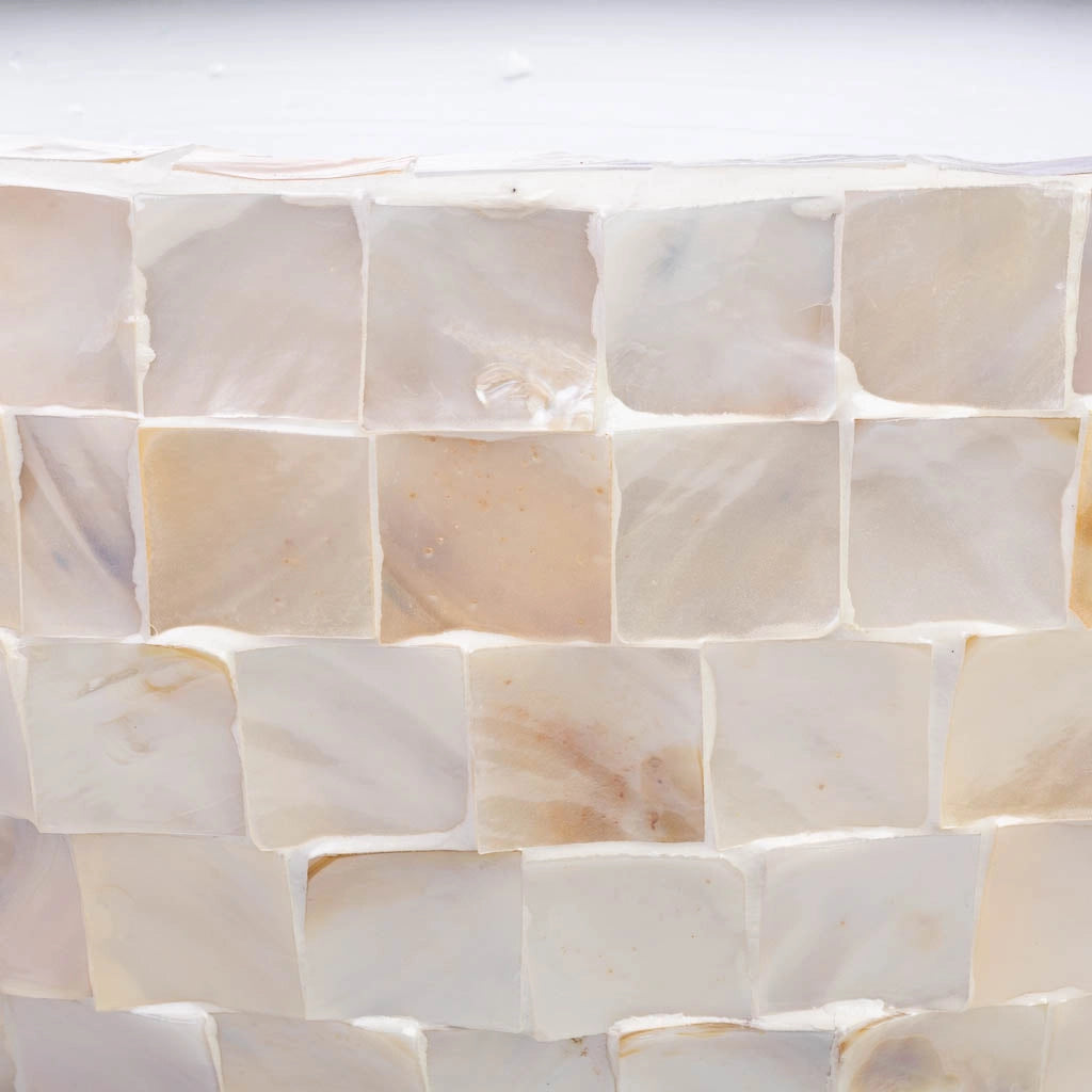 Fioriera in legno e madreperla beige 62x29x33h cm
