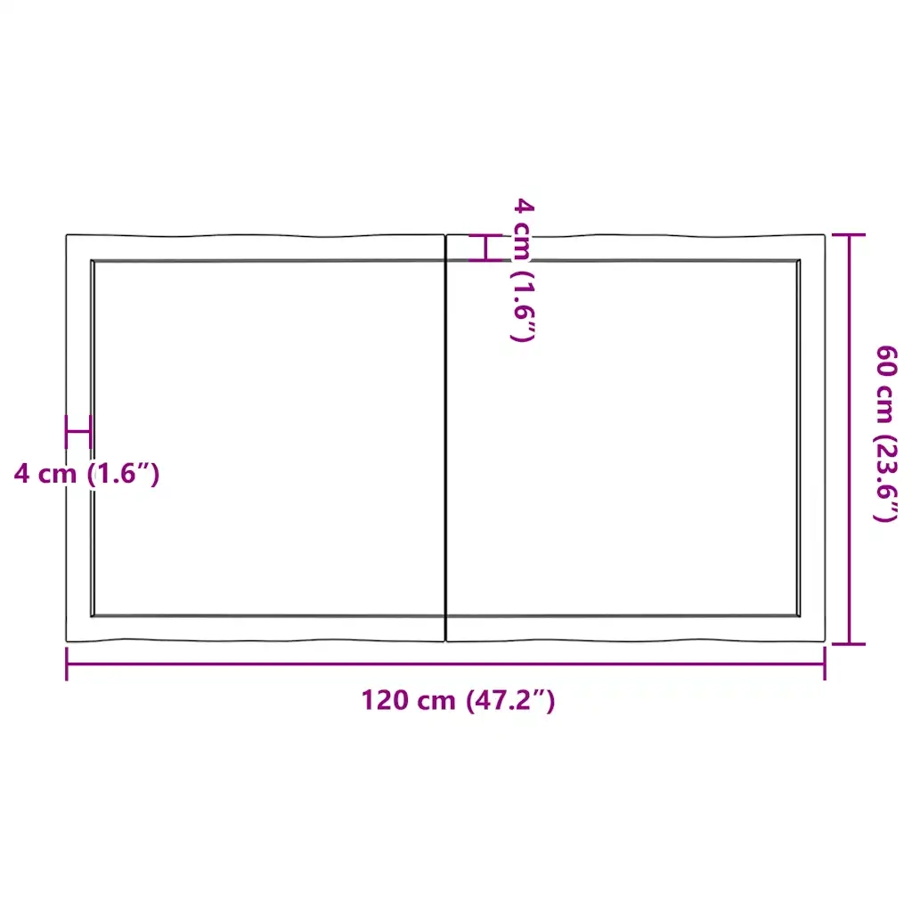 Piano Tavolo | Superficie Tavolo | Piano Scrivania Marrone Scuro 120x60x(2-4)cm Rovere Non Trattato
