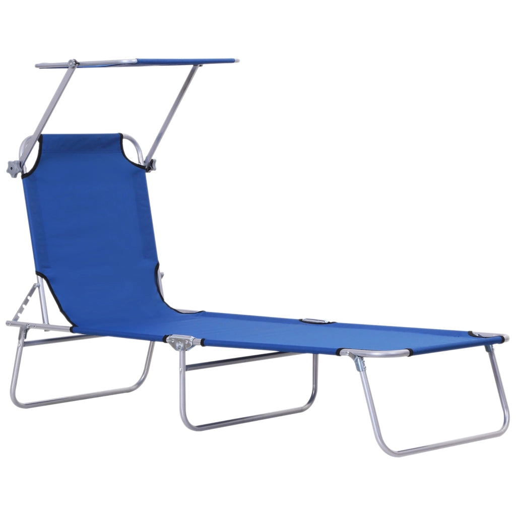 Lettino prendisole pieghevole con parasole ¨C Xylo ¨C schienale regolabile struttura metallo 187x58x36 cm blu