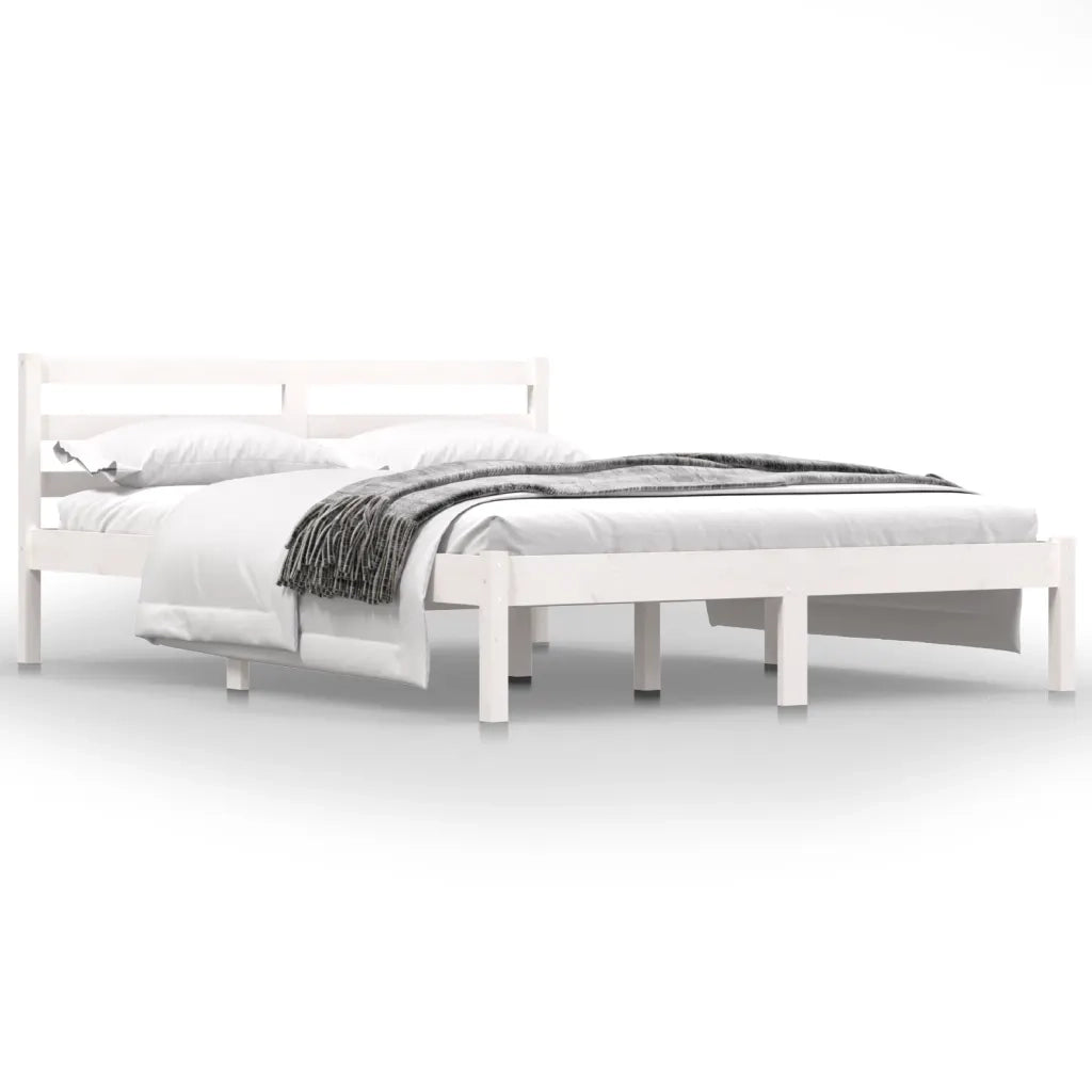Giroletto-Struttura Letto in Legno Massello 135x190 cm Bianco Small Double