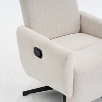 Poltrona relax reclinabile con base girevole e schienale regolabile, 67x80.5x110 cm, Beige