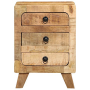 Set di 2 Comodini | Armadio da Notte | Mobiletto da notte 37x32x50 cm in Legno Massello di Mango Grezzo