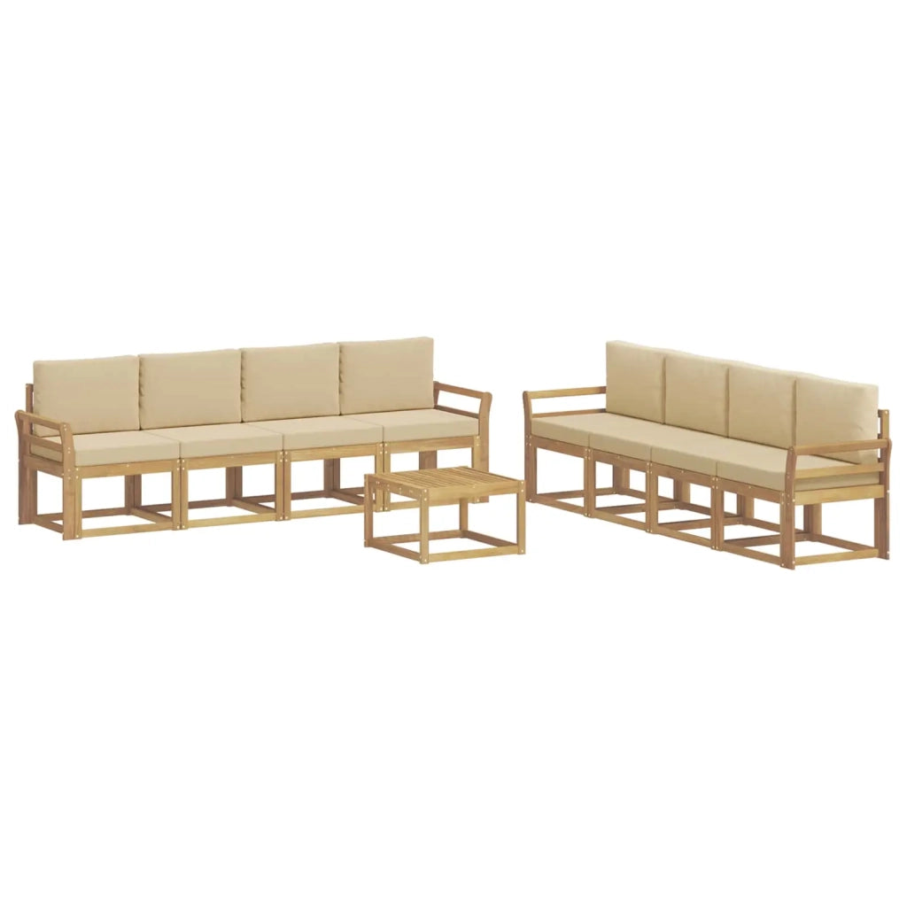 Set di divani da esterno 9 pz Bianco e Beige 3387422