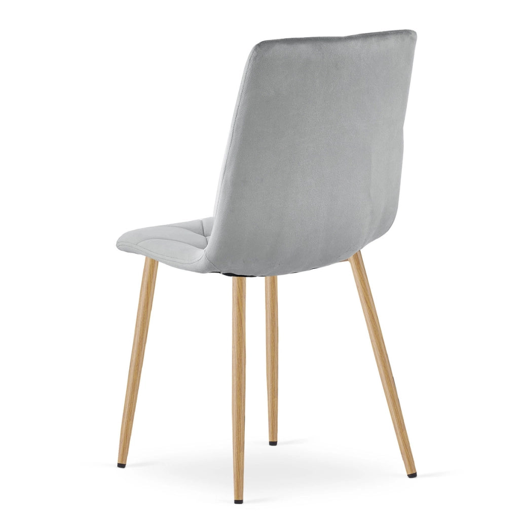 Set di 2 sedie Libra in velluto grigio chiaro e metallo effetto legno