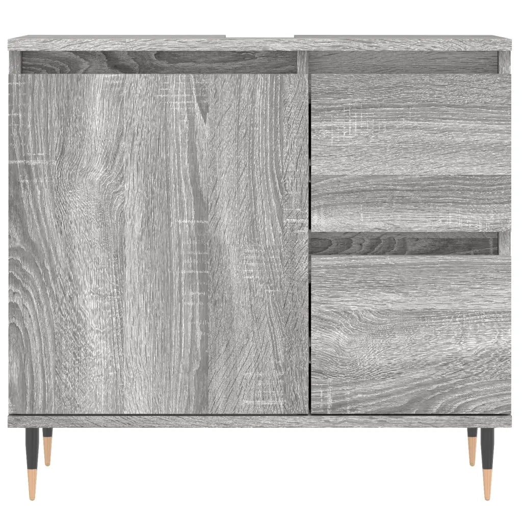 Set Mobili da Bagno 3 pz Grigio Sonoma in Legno Multistrato