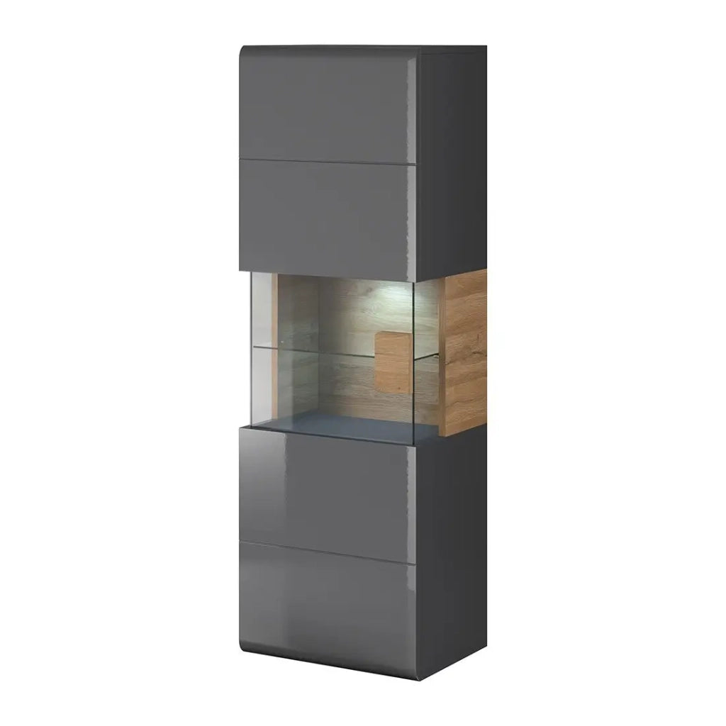 Vetrina sospesa collezione OHIO color antracite e rovere