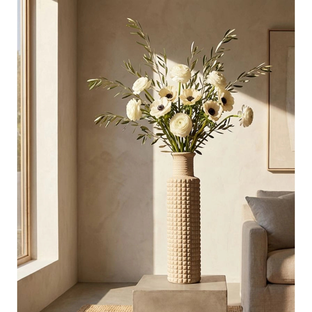 Vaso Decorativo VKH1036, Beige, Poliresina, 24,5x24,5x97 cm