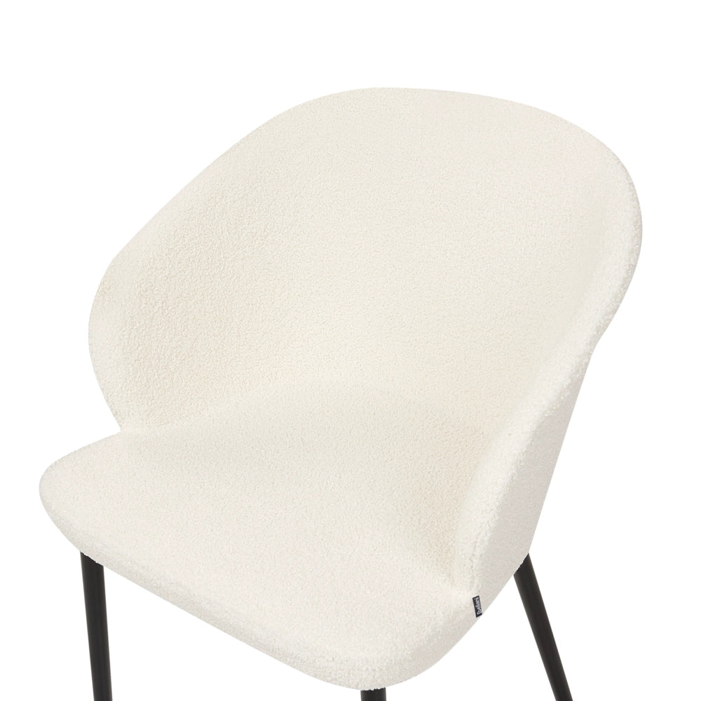 Set di 2 sedie da pranzo in tessuto bianco sporco imbottito con gambe nere Stile retrò Mobili per il soggiorno