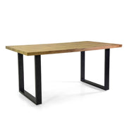 Tavolo Metallo Canberra Nero Con Top Legno Naturale Cm 160x90h75