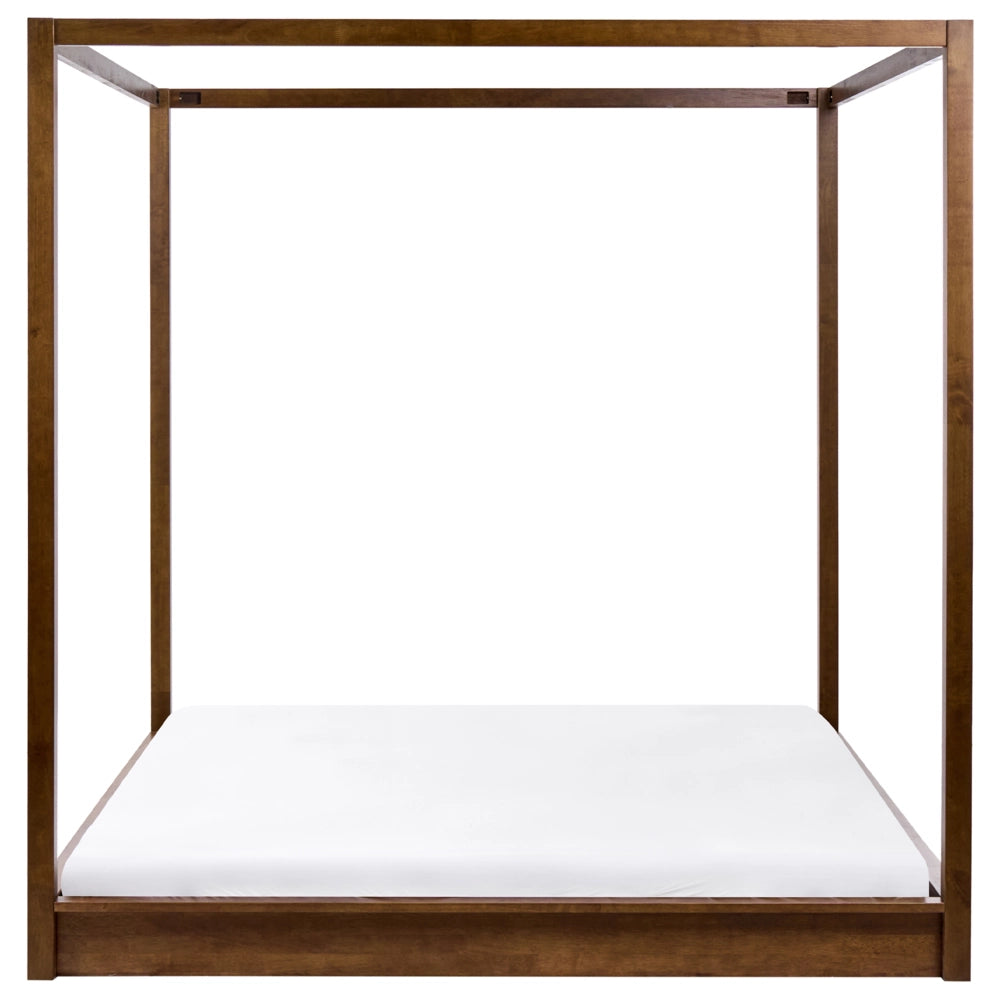 Letto in legno marrone scuro 160 x 200 cm con baldacchino dal design minimalista