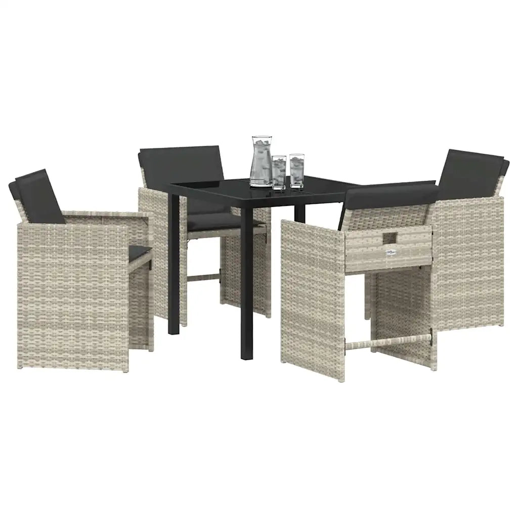 Set da Pranzo per Giardino 5 pcs Grigio chiaro polyrattan