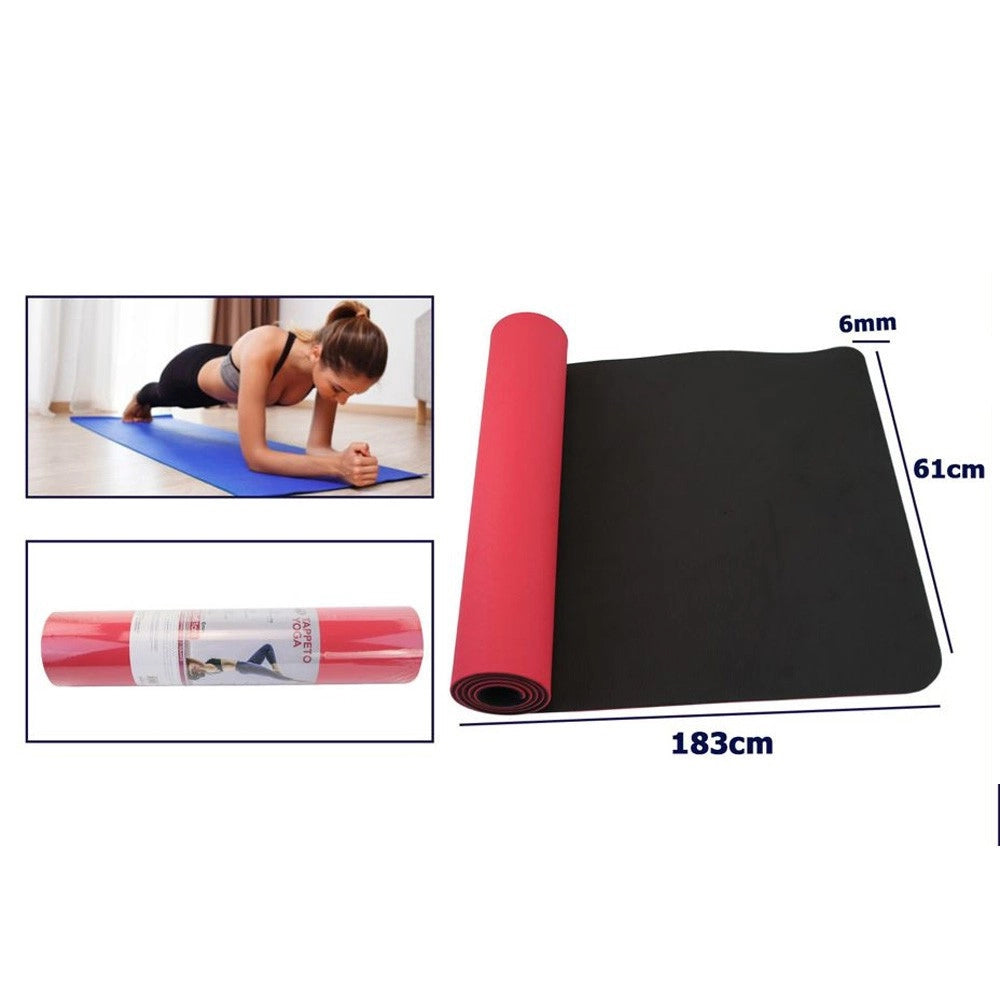 Trade Shop - Tappetino Yoga In Tpe 61x183x0.6 Cm Tappeto Aerobica Fitness Pilates Palestra -