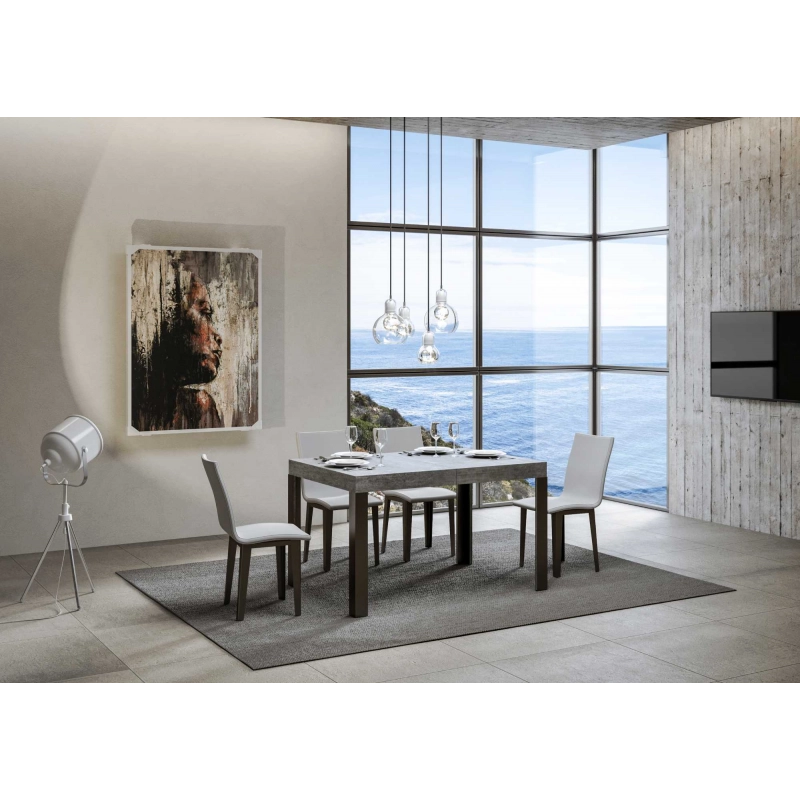 Tavolo allungabile 90x140/244 cm Linea telaio Antracite - Cemento