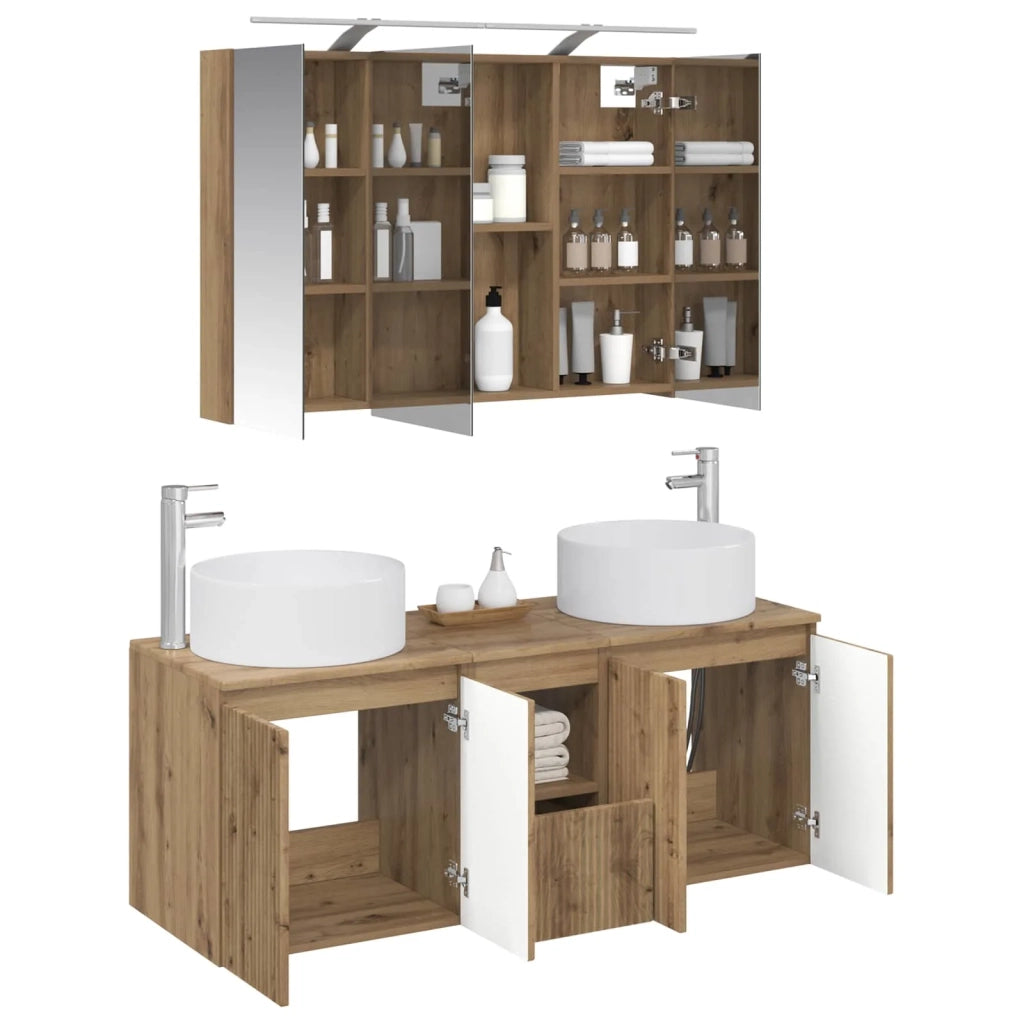 Set di Armadi da Bagno 4 pcs Rovere Artigianale 3406582