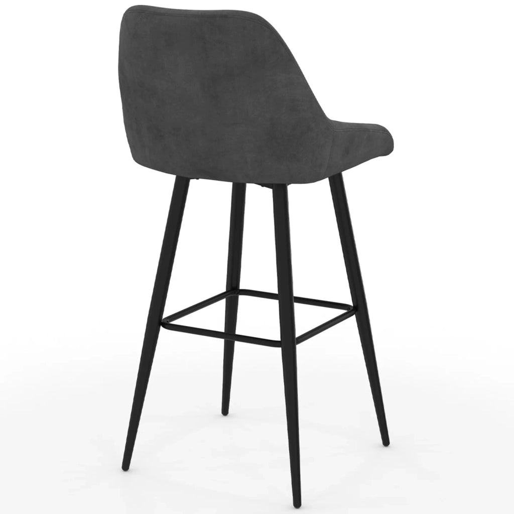 IDMarket - Set di 4 sgabelli da bar THALYA in velluto misto grigio scuro, terracotta x2, beige con mezzi braccioli