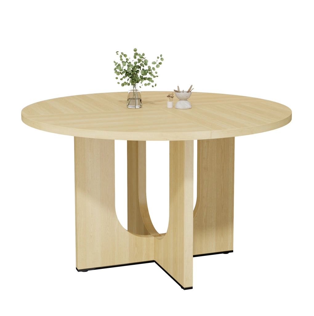 Tavolo da pranzo rotondo 120 cm per 4-6 persone; design scandinavo in MDF; rovere