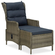 Sedia da Giardino Reclinabile con Pouf Polyrattan Marrone cod mxl 71221