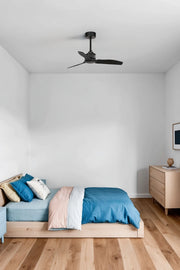 FARO Ventilatore da soffitto a basso consumo con motore DC 6 velocita e funzione inversa per ambienti fino a 13 m² Nero Opaco Acciaio FARO-33424