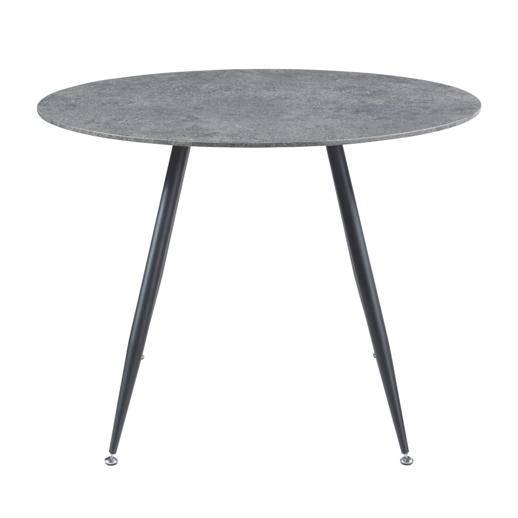 Set da Pranzo Fitjar Tavolo con Piano Rotondo Ø100 cm Effetto Cemento e 4 Sedie Effetto Velluto Grigio Scuro [en.casa]