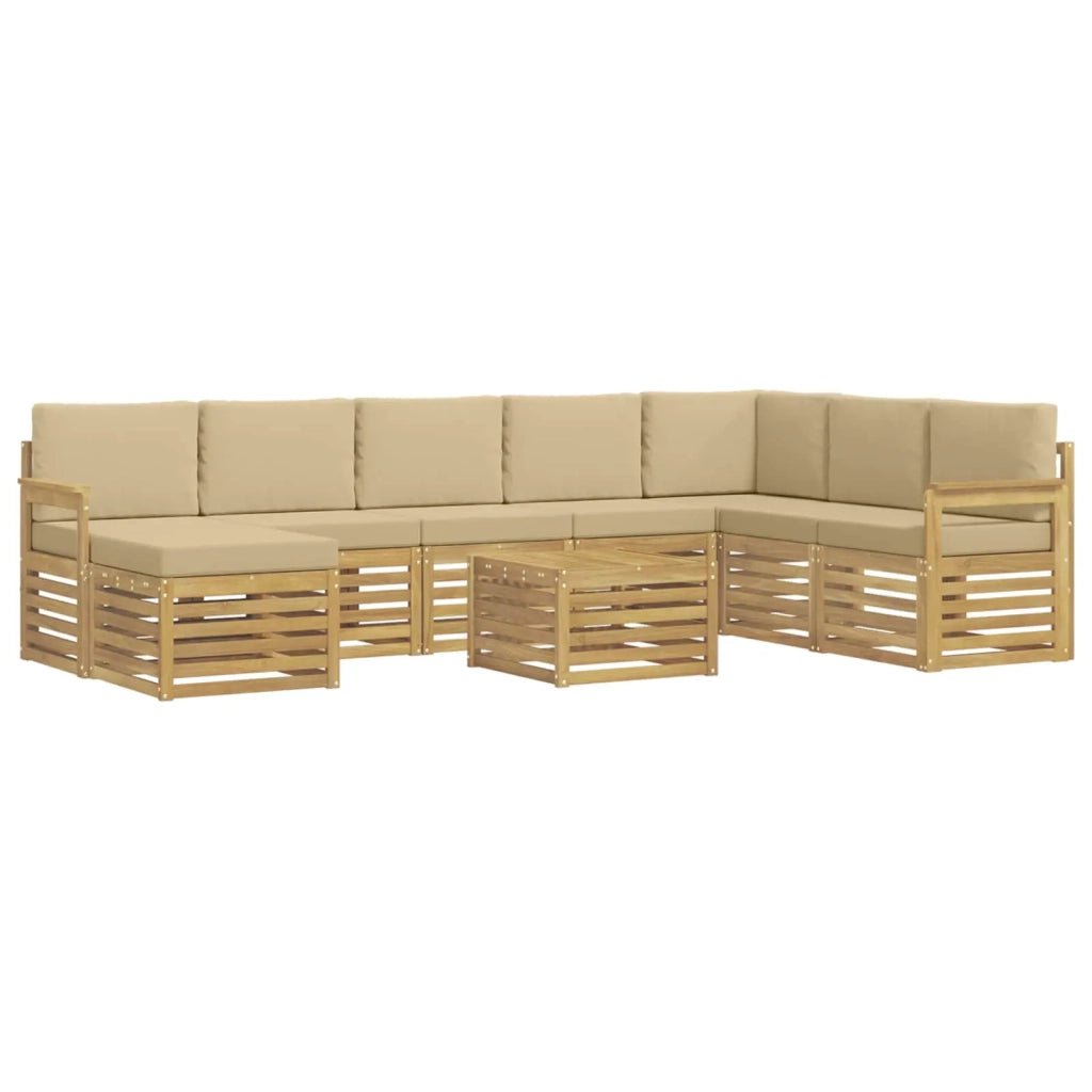 Set di divani da esterno 7 pcs Bianco e Beige 59 x 59 x 37 cm