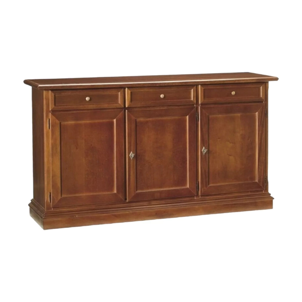 Madia credenza arte povera in legno 3 porte tinta noce 156x42x85 (382) - Mobili 2G