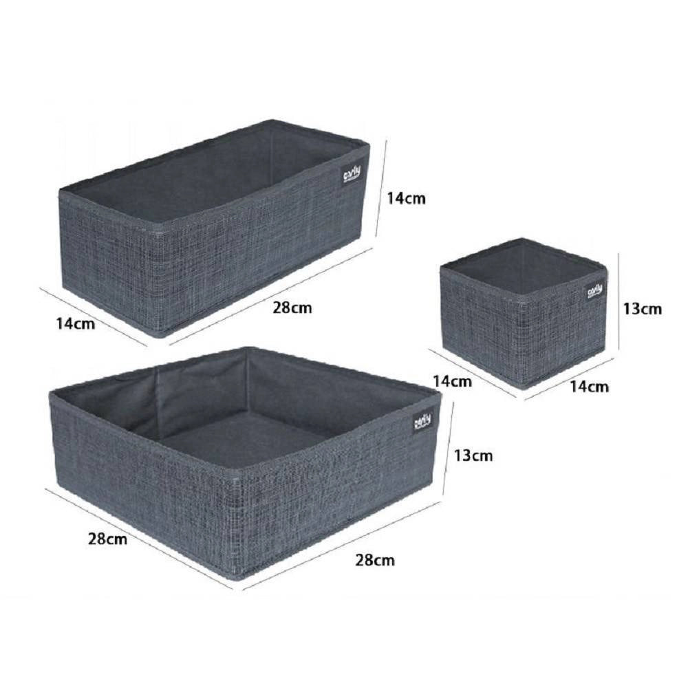 Trade Shop - Set 3 Pezzi Contenitore Scatola Organizer Salvaspazio Per Cassetti Armadi 59456 -