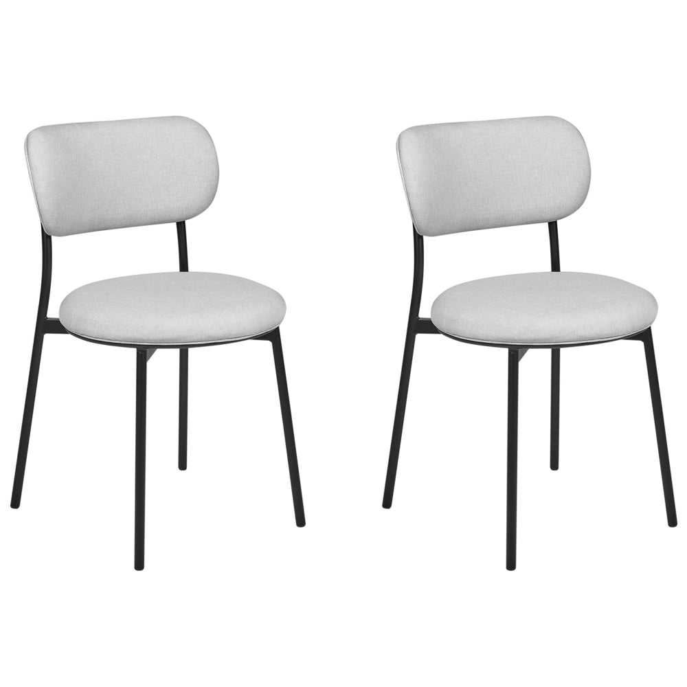 Set di 2 sedie da pranzo Grigio Sedute in poliestere Gambe in metallo senza braccioli per la sala da pranzo Cucina