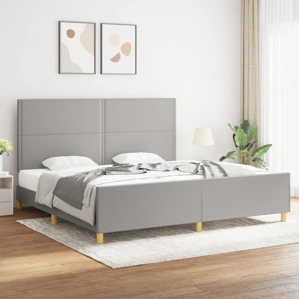 Giroletto senza Materasso-Struttura Letto Grigio Chiaro 200x200 cm Tessuto 178363