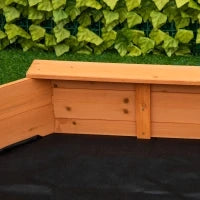 Sabbiera per Bambini in Legno con Sedili e Copertura, Età 3-8 Anni, 139.5x139.5x21.5cm
