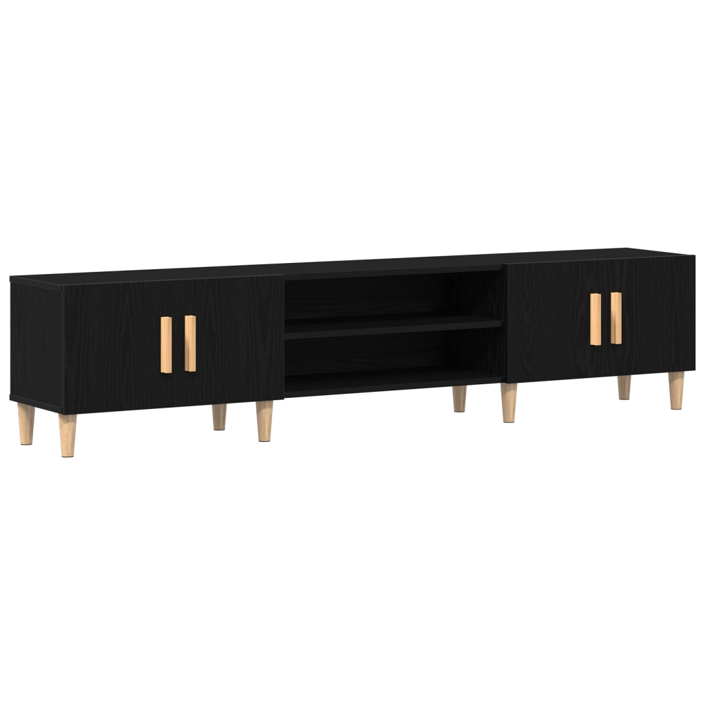 Mobile TV  Nero Rovere 180x31,5x40 cm Legno ingegnerizzato