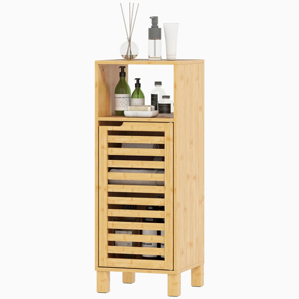 Mobile bagno a colonna in legno bamb¨´ ¨C Xylo ¨C porta a lamelle marrone chiaro