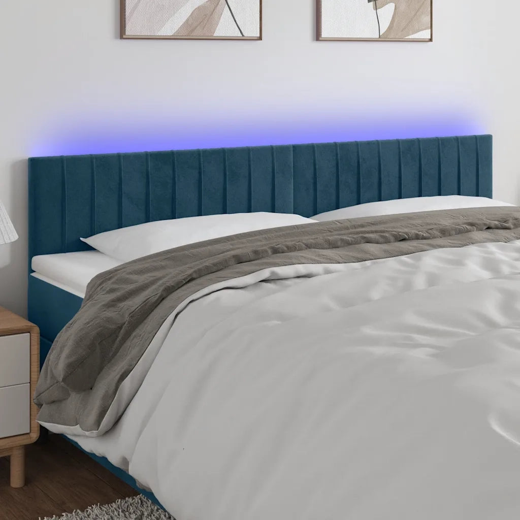 Testiera a LED-Testata con LED Blu Scuro 200x5x78/88 cm in Velluto 436167