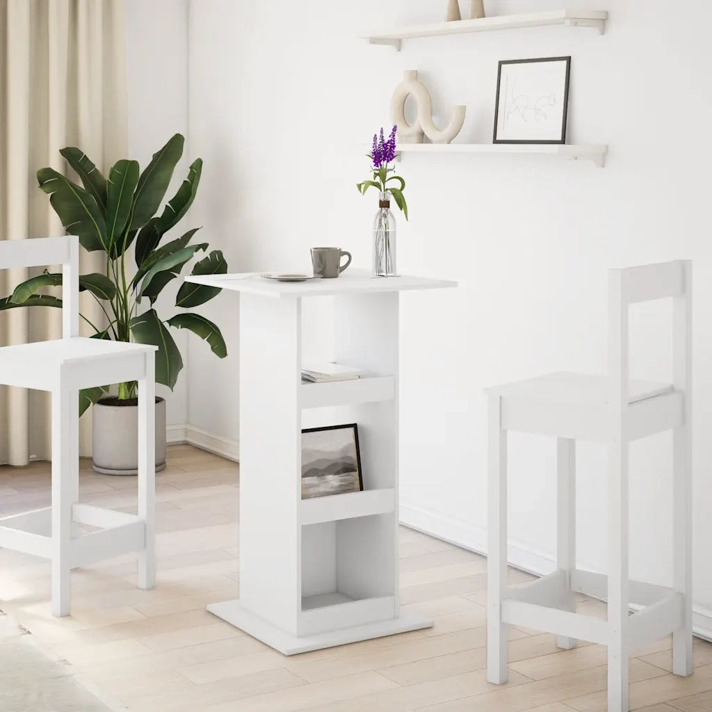 vidaXL Tavolo Bar con Portaoggetti Bianco 60x60x102 cm in Truciolato